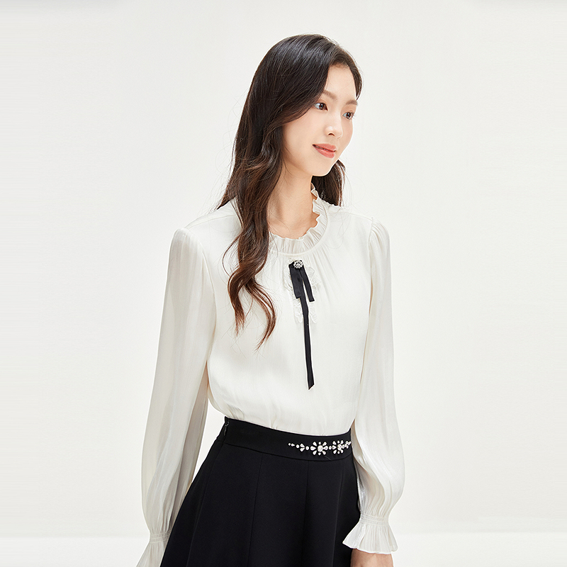 Koradior珂莱蒂尔商场同款2025新款气质淑女衬衫雪纺衫上衣女