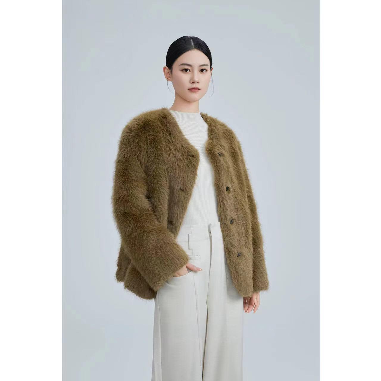 环保皮草仿狐狸毛高级感休闲毛毛外套女冬季女新款高级感气质