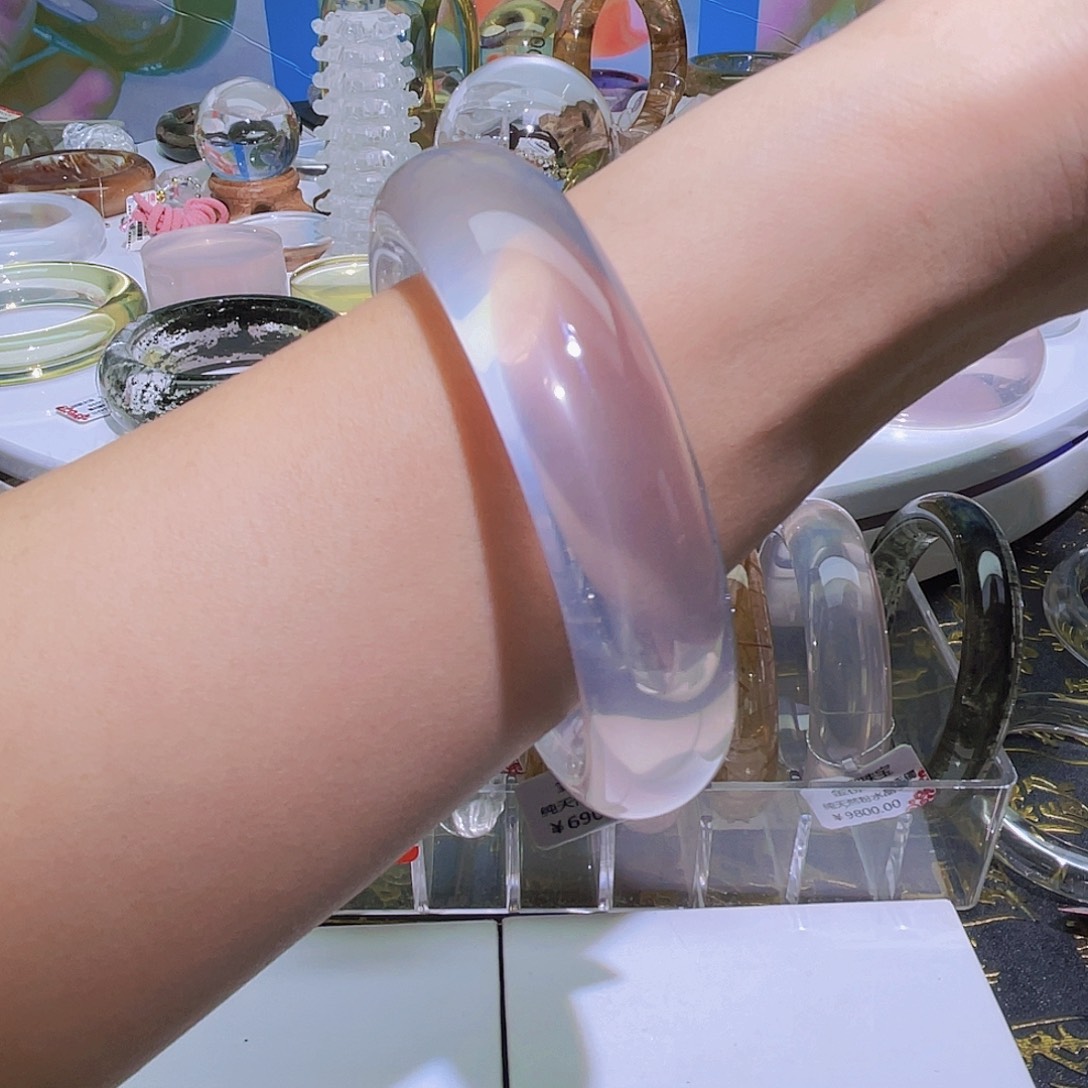 未镶嵌手镯水晶天然冰粉全净体55➕圈