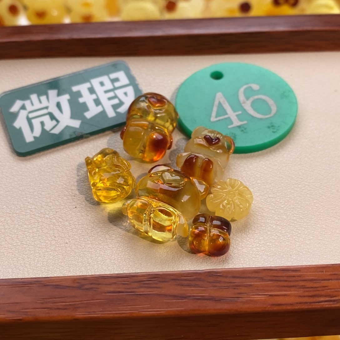 琥珀未镶嵌耳饰裸石