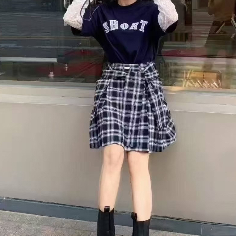 【店铺同款】LIVELY.YAN俪妍 经典黑白格纹半裙
