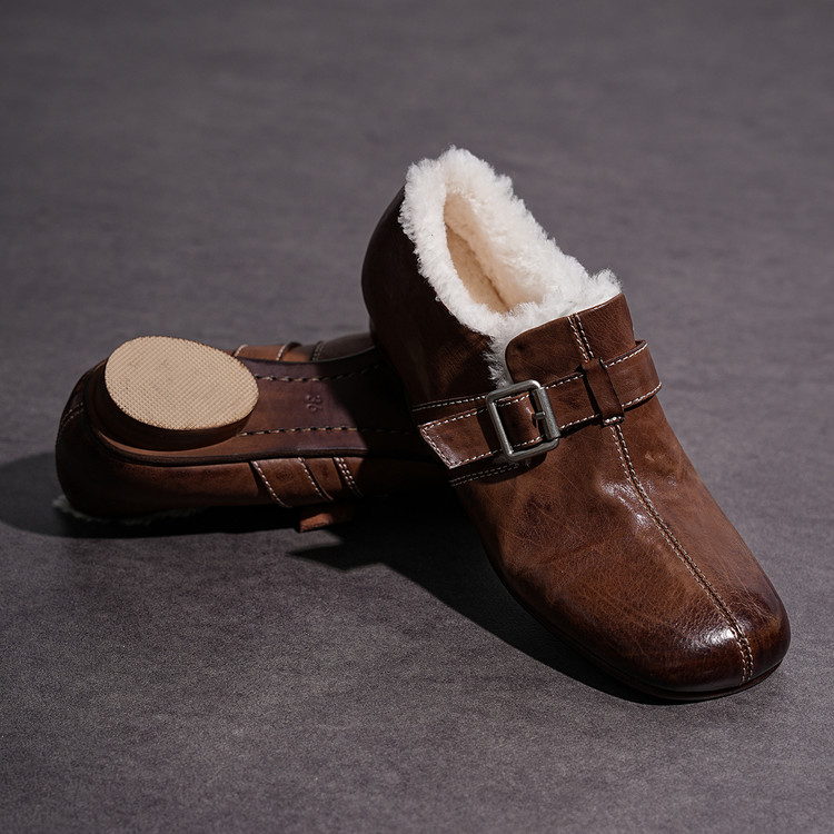 JY8038勃肯鞋/软木鞋2025年冬季复古风平跟加绒保暖时尚