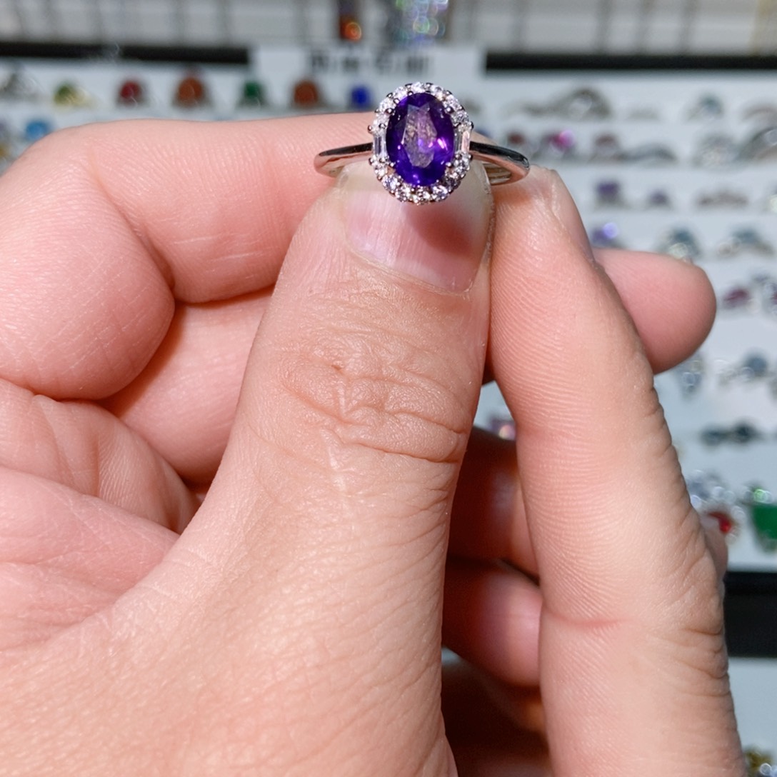 绿水晶戒指银S925镶嵌