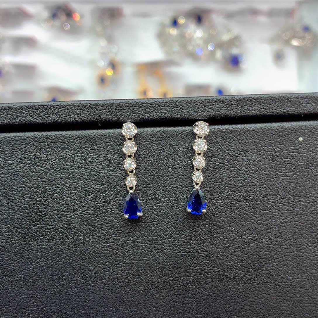 925银培育皇家蓝色宝石特价