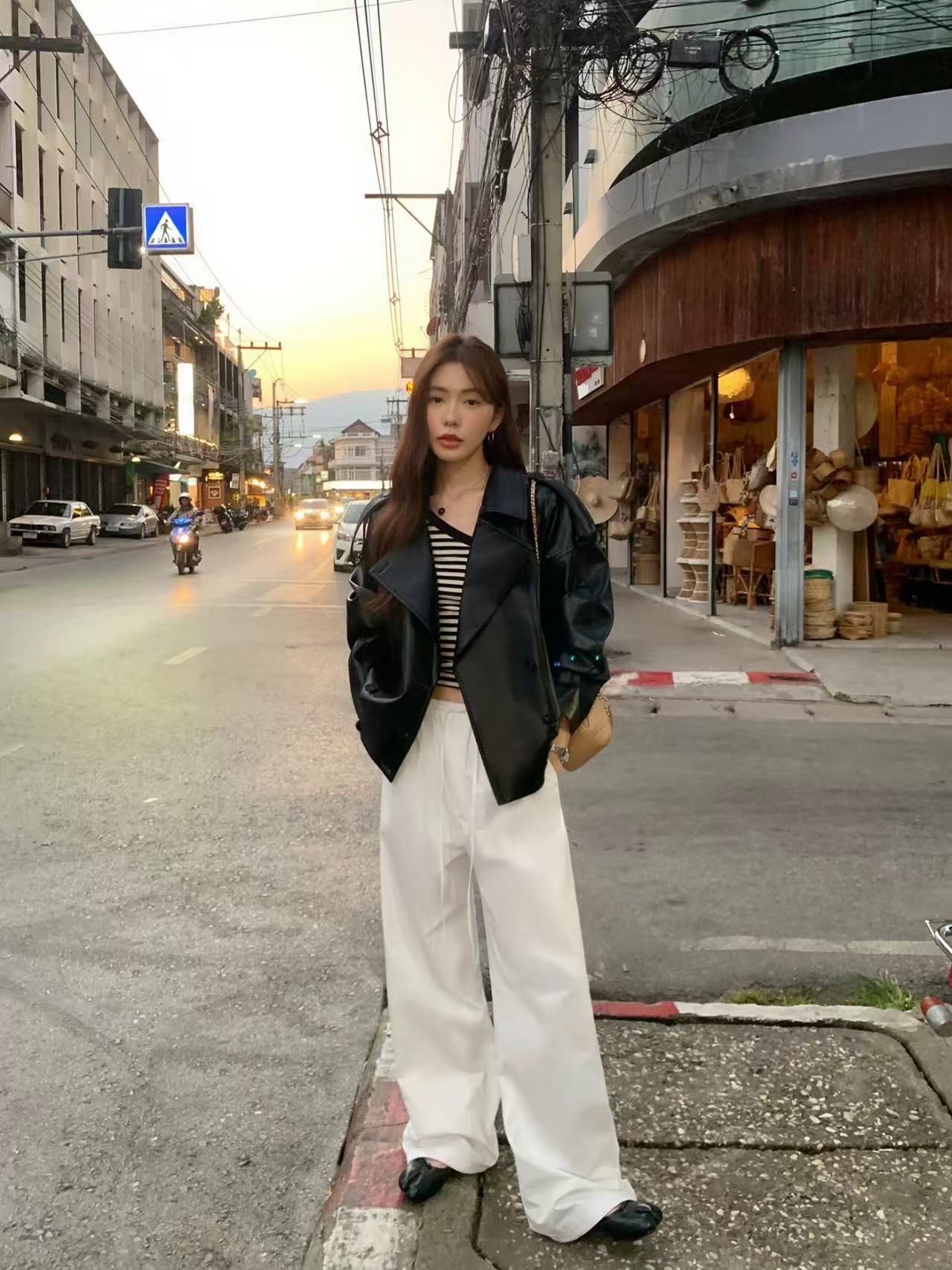 常规短款欧美风宽松型春季皮衣秋冬皮夹克时髦小姨风88683