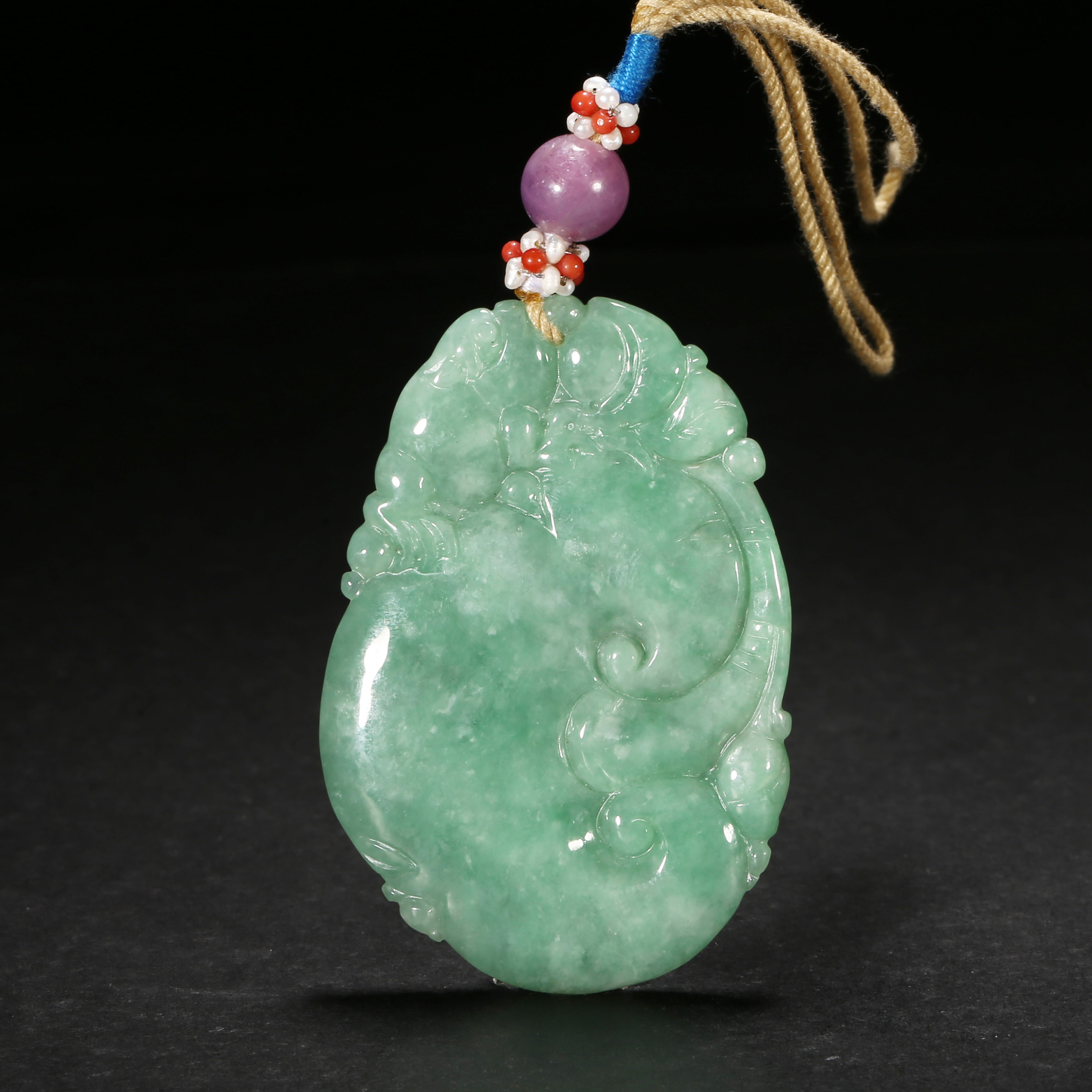 清代*翡翠灵芝牌/13XQ3433/翡翠【北京文博】