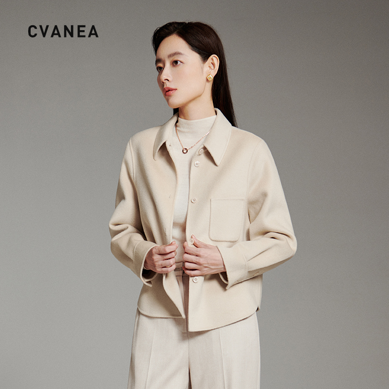 CV ' 高级定制轻奢女装  澳毛羊绒真丝纯手工双面呢保暖休闲外套