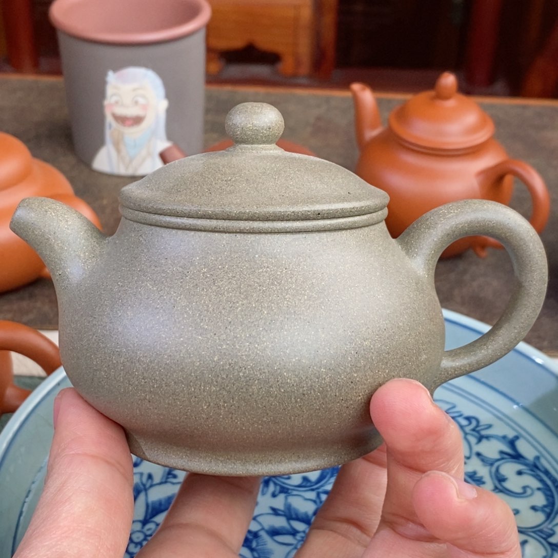 紫砂茶壶 沙皮青潘壶半手190毫升半手工
