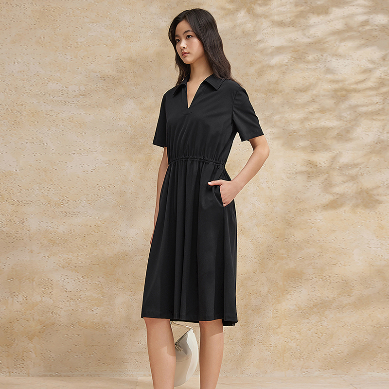 【达人专属现货】播24夏黑色白色法式收腰弹力连衣裙DDR2LD5692