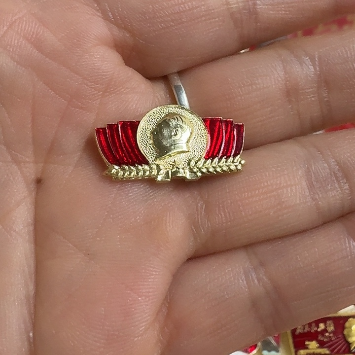 铝合金双层款毛爷爷异形小像章一枚