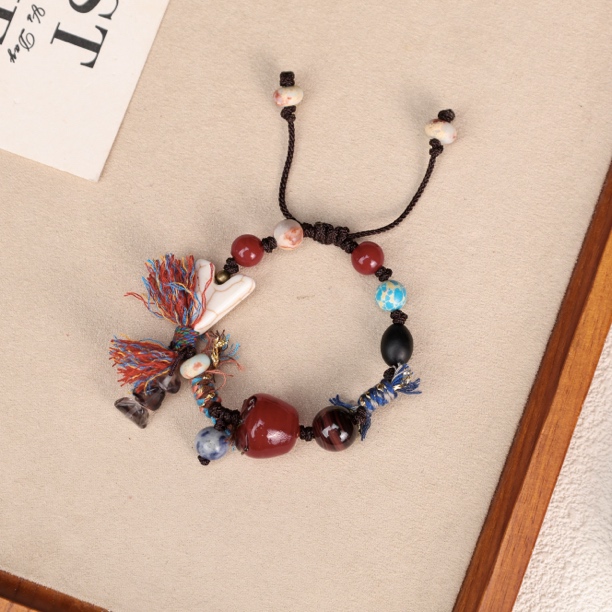 手链 LZ4957红色苹果绳编琉璃手链