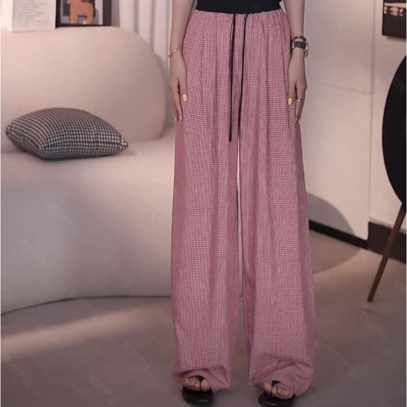 XX.YX（小格调）夏款小众轻薄抗皱透气垂垂格子香蕉裤639