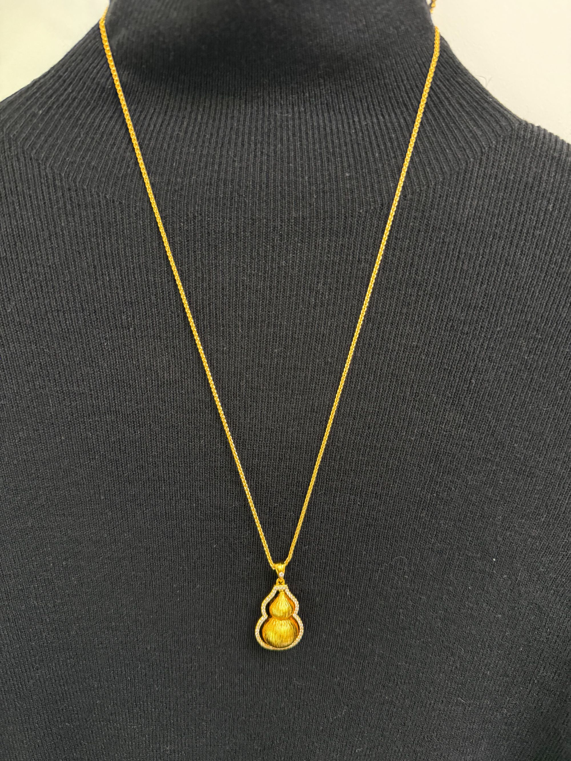 铜合金吊坠 铜合金拉丝金色大葫芦项链