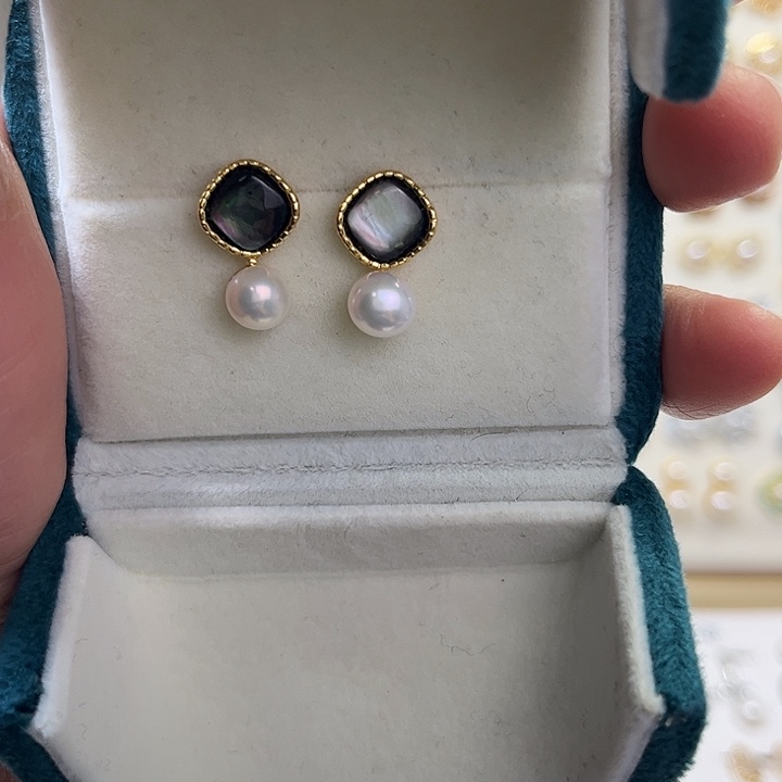 淡水珍珠耳饰合金