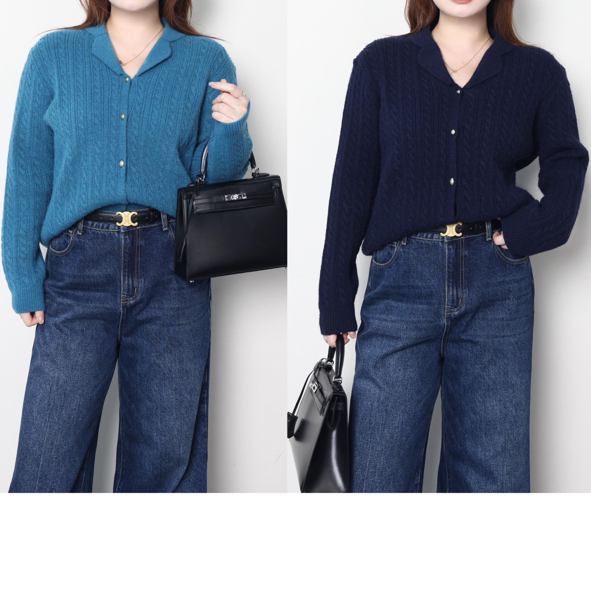 QC李潇洒【弗林杂志】微胖大码女装韩系休闲翻领毛衣ZY409L43