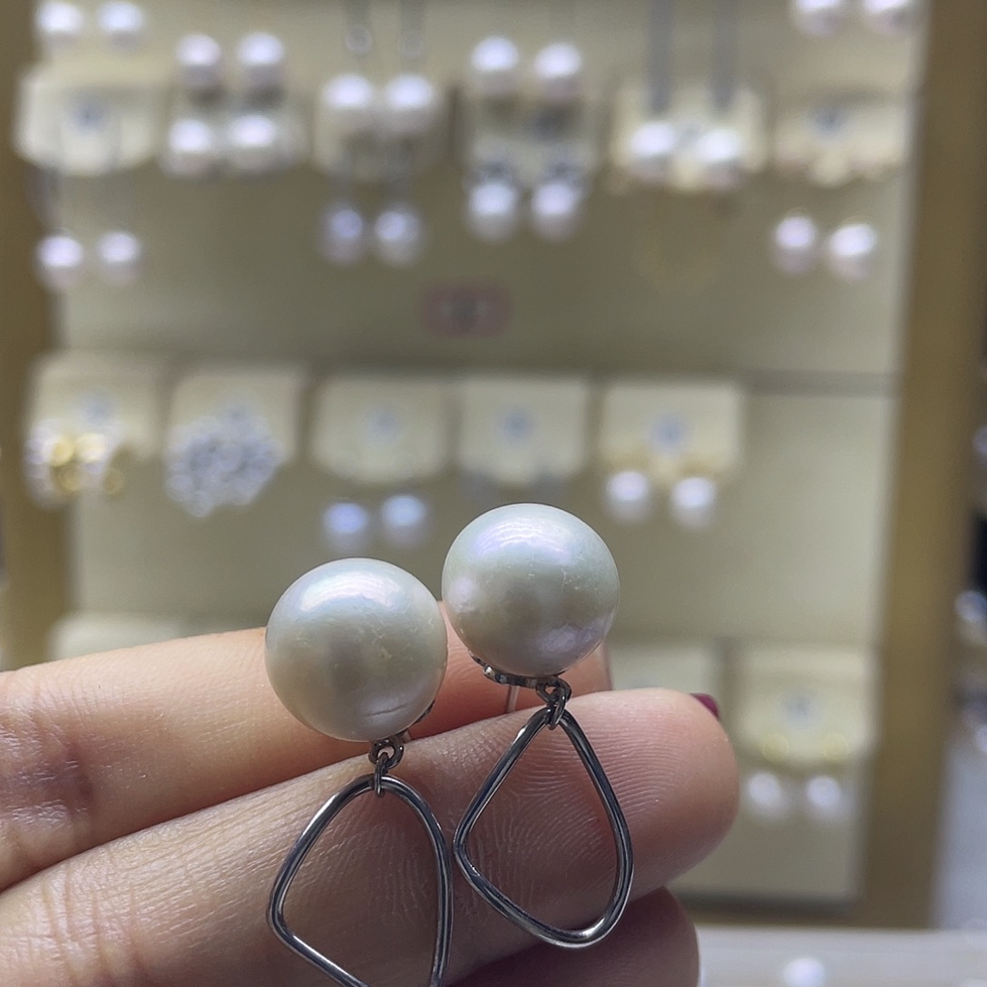 淡水珍珠耳饰银S925镶嵌