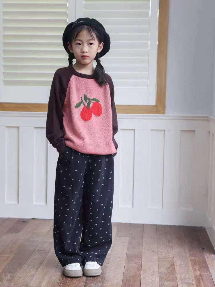 3025波点牛仔裤春秋新款韩版儿童宽松直筒裤秋装女孩洋气裤子