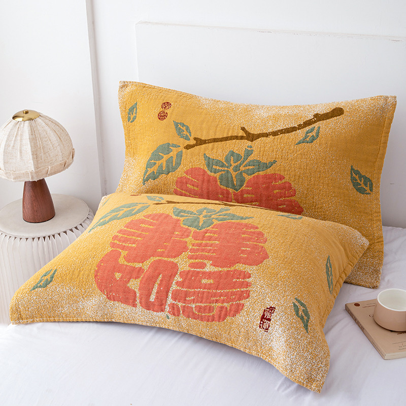 纯棉八层色织提花款成人枕巾一对装沙发扶手巾多功能事事如意