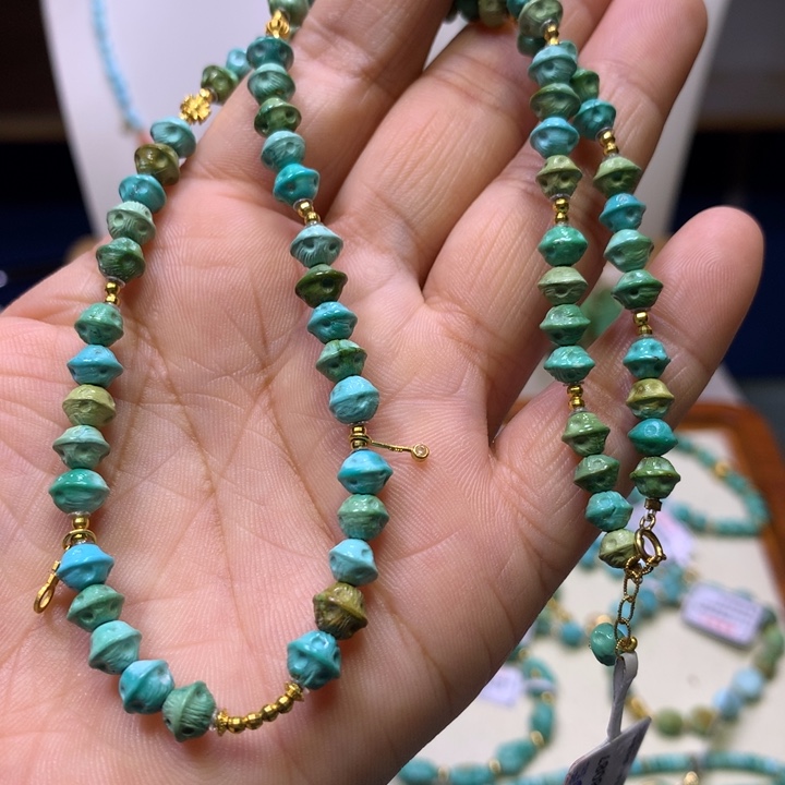 绿松石18K金镶嵌锁骨