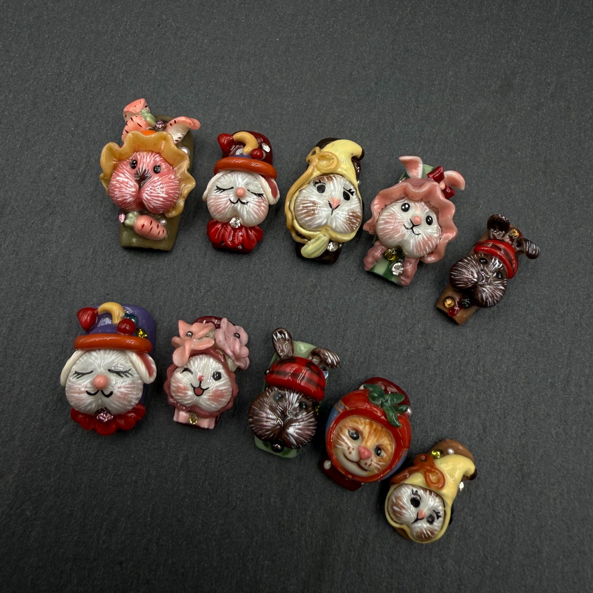 安夏 彩糖小兽10片 纯手工重工设计娃娃款穿戴甲