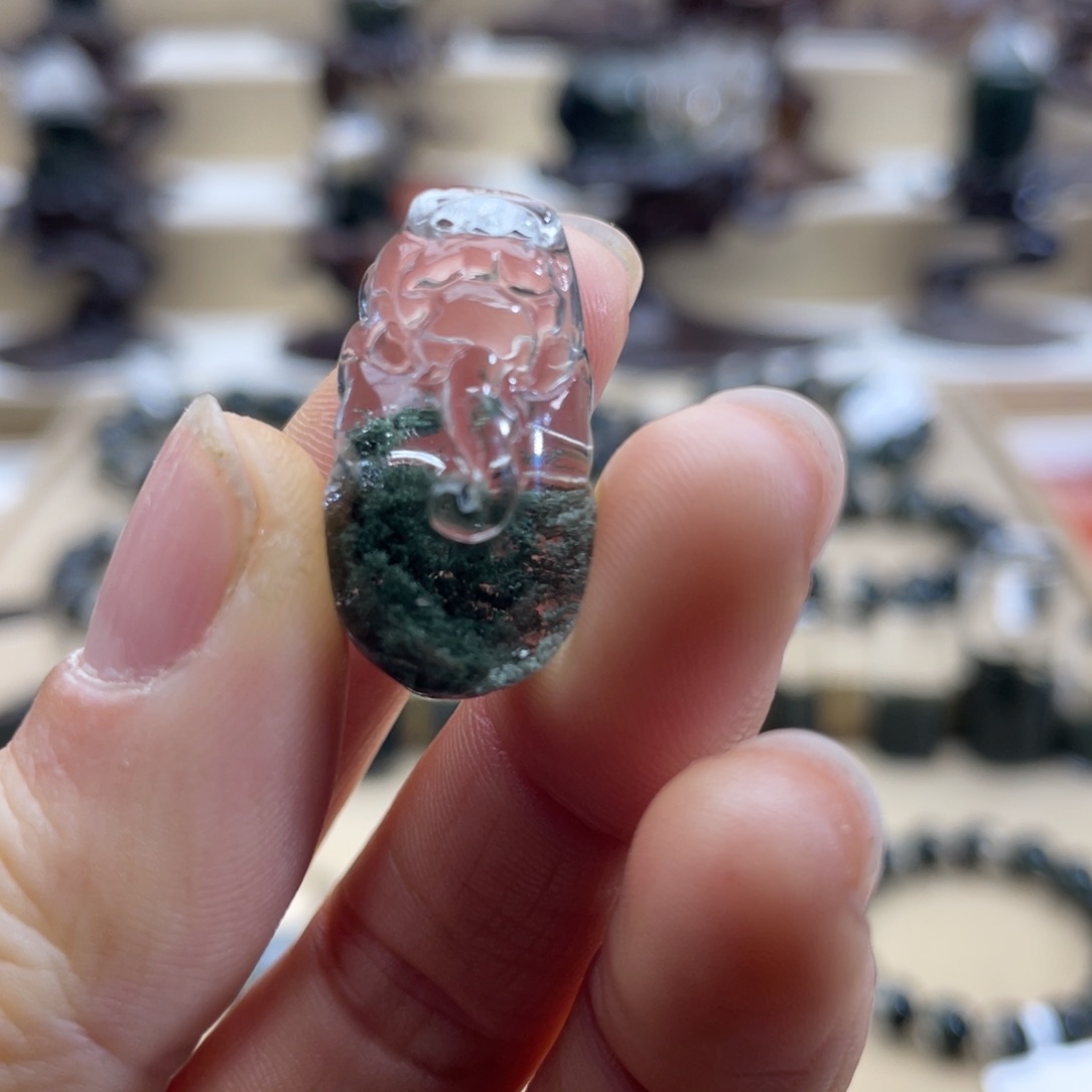 水晶颈饰未镶嵌绿幽灵聚宝盆貔貅