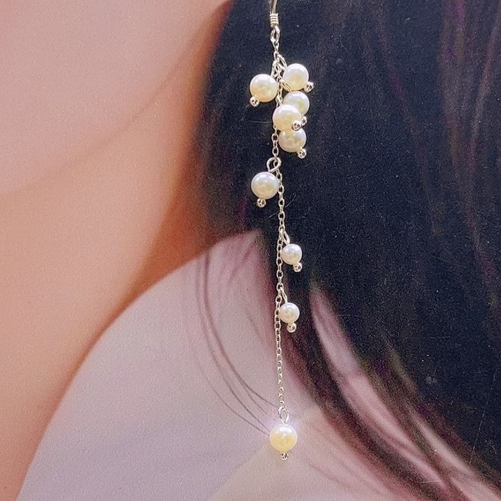 ****丶银S925镶嵌淡水珍珠耳饰