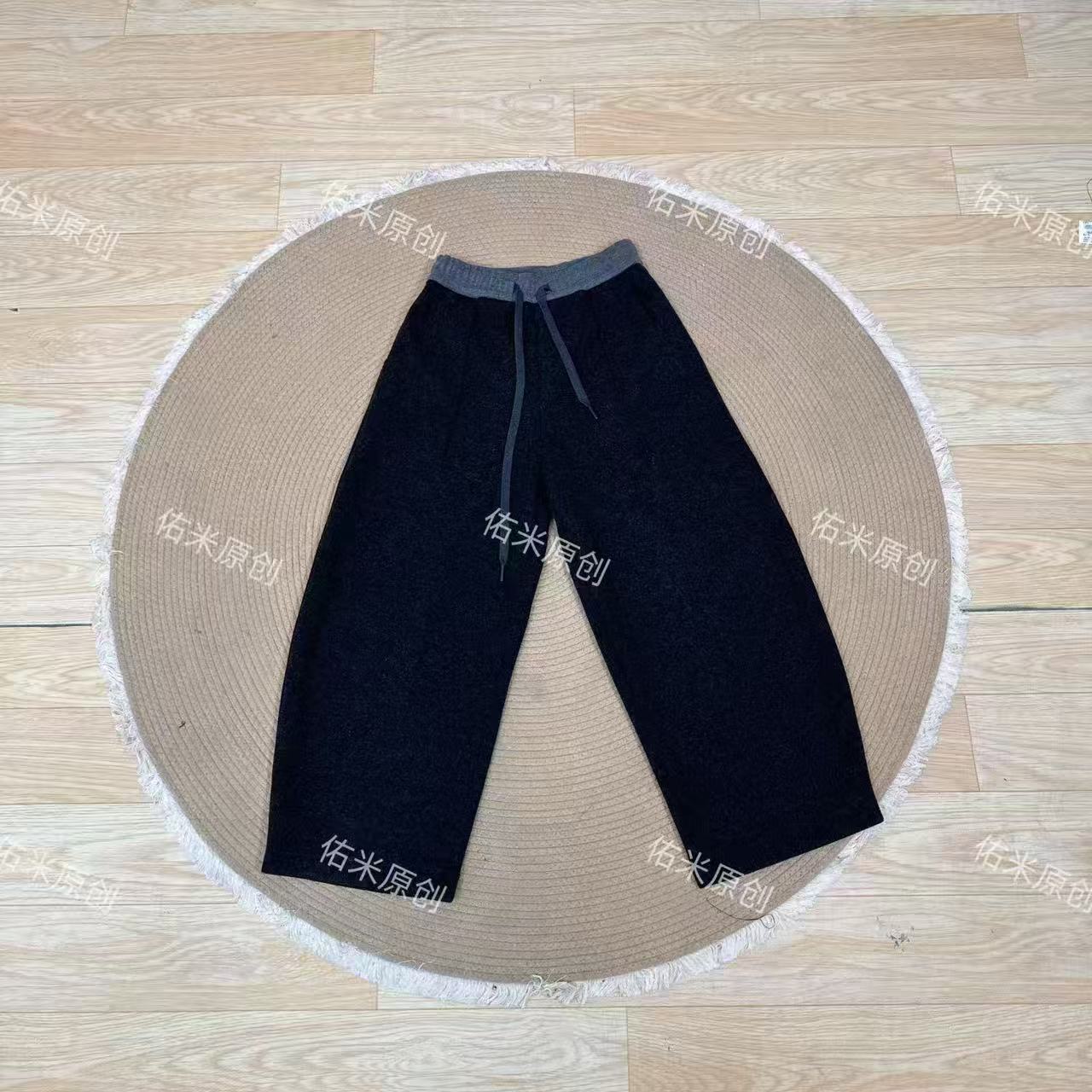 2025冬季加绒加厚气球裤针织休闲裤韩版纯色休闲加厚保暖