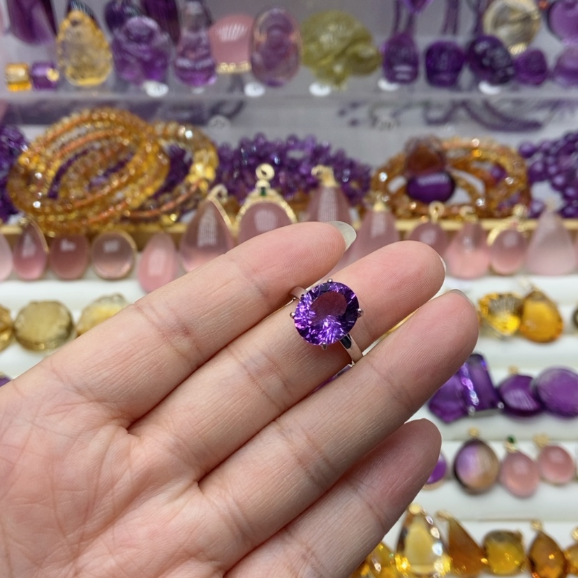 【闪购商品】水晶水晶戒指银S925镶嵌薇*安