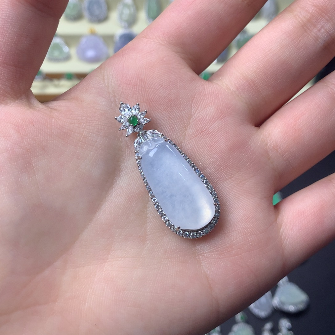 翡翠银S925镶嵌挂件