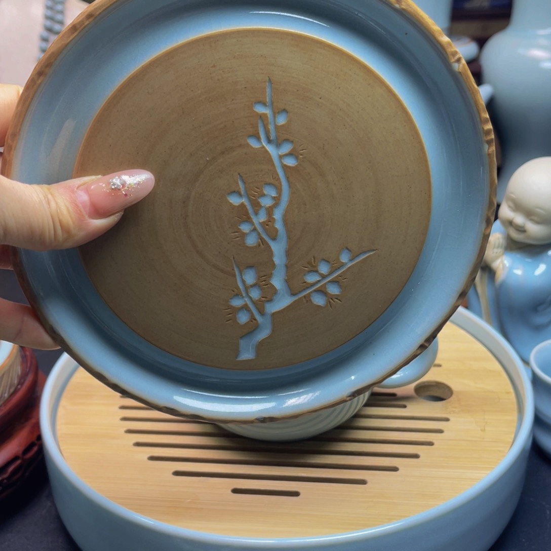 【闪购商品】摆件瓷汝州单壶壶，杯，手串，盖碗