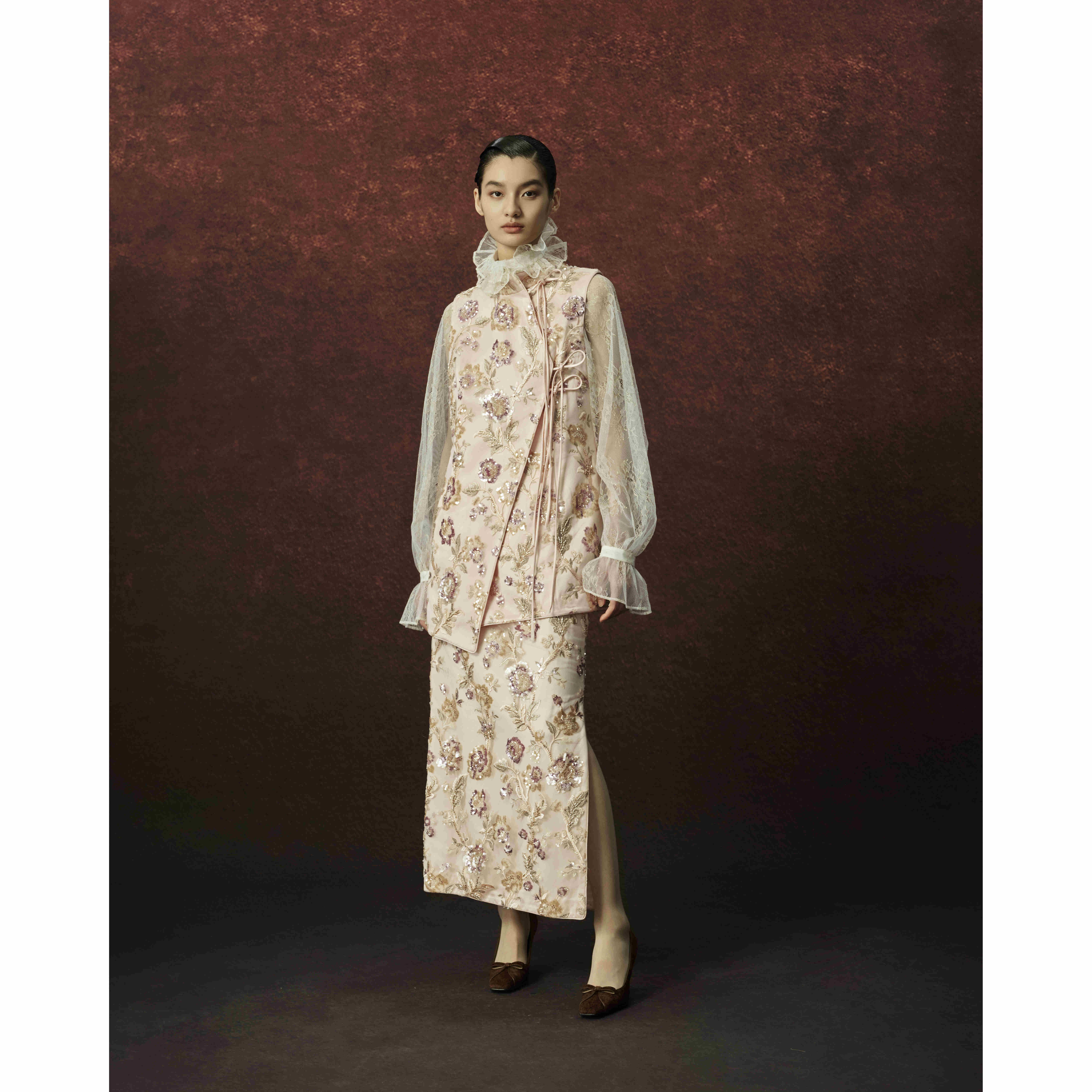 JUNYANG 花弄影中式刺绣半裙