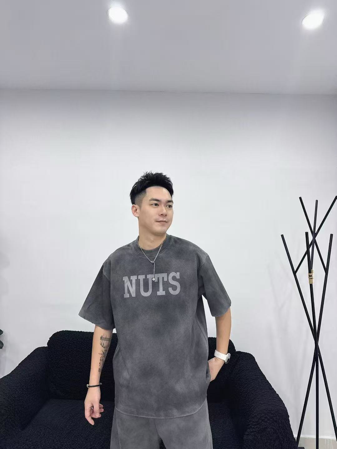 秋季新款短袖美式潮流印花上衣宽松型做旧通用T恤