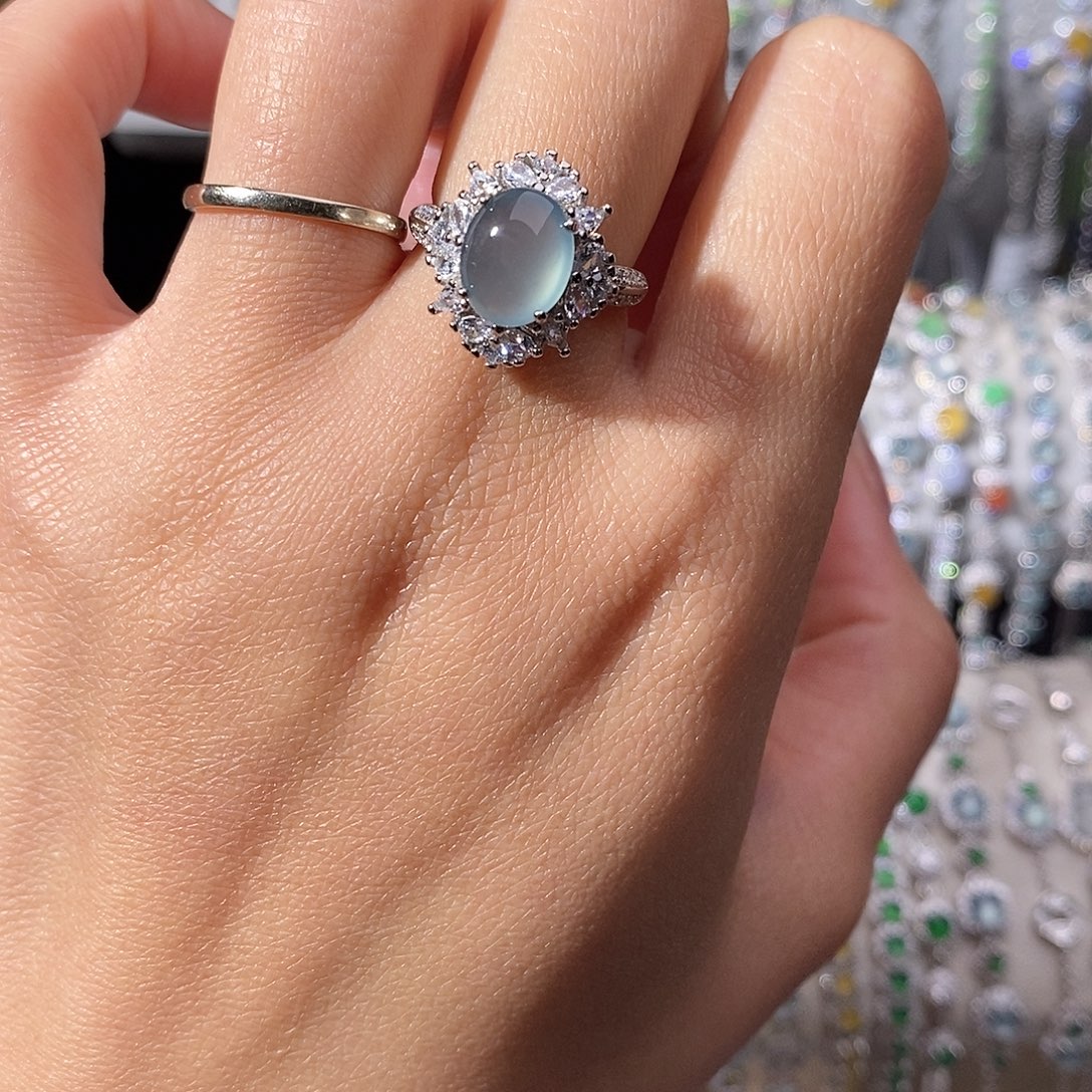 栾***.翡翠银S925镶嵌戒指