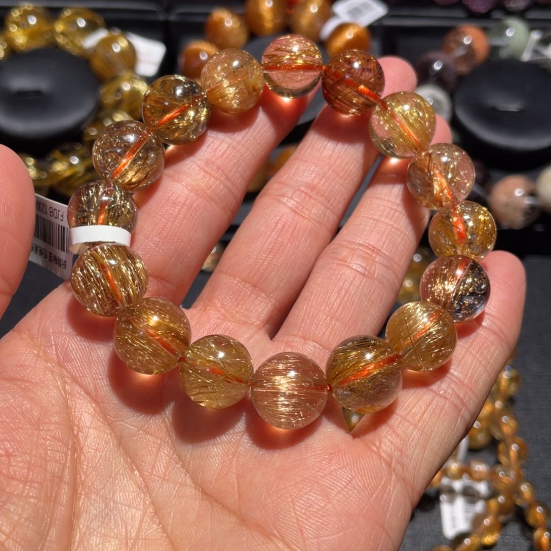 水晶手链未镶嵌发晶多宝13mm左右