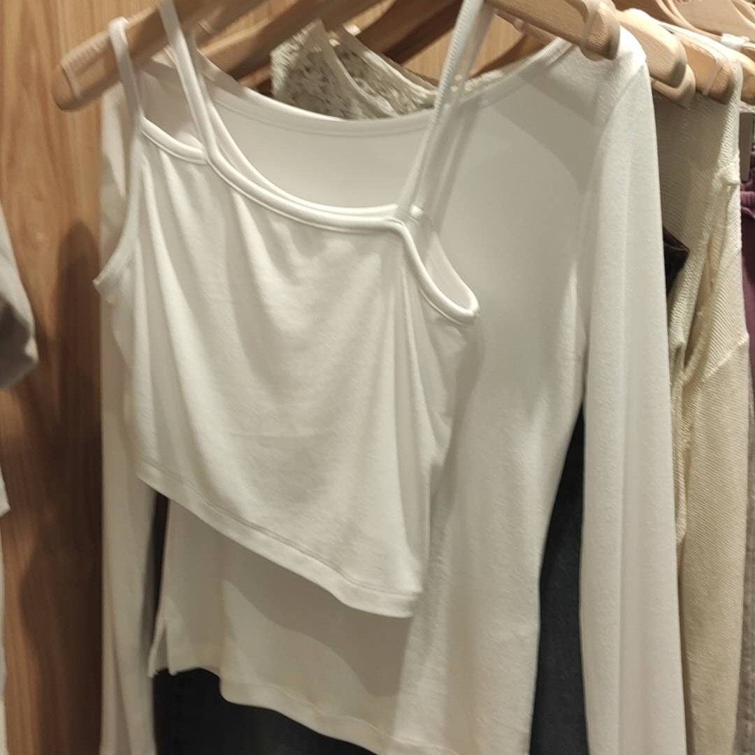 少女风T恤吊带套装NO退换P-616常规款打底衫设计感欧美风时尚