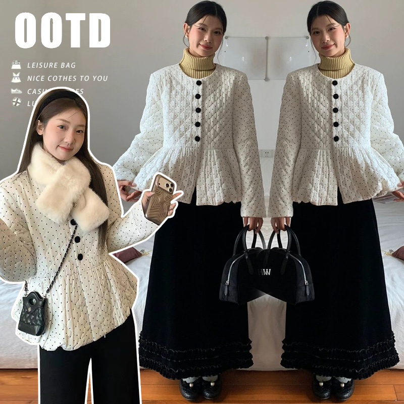 {糕糕}孕妇装2025冬装新款韩系波点外套宽松遮肚子时尚减龄外套