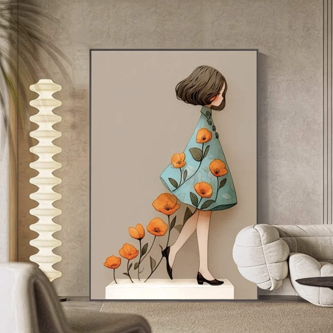 花卉女孩主题古典风格卧室床头客厅餐厅装饰挂画壁画装饰画高级感