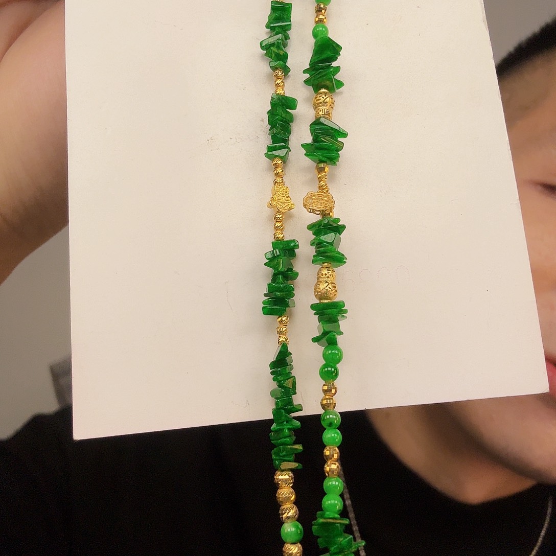 翡翠18K金镶嵌颈饰多样性发货只发一件