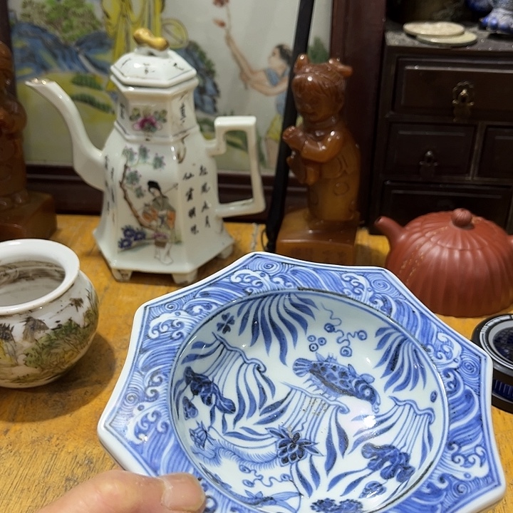 学***徒其他青花八角笔洗