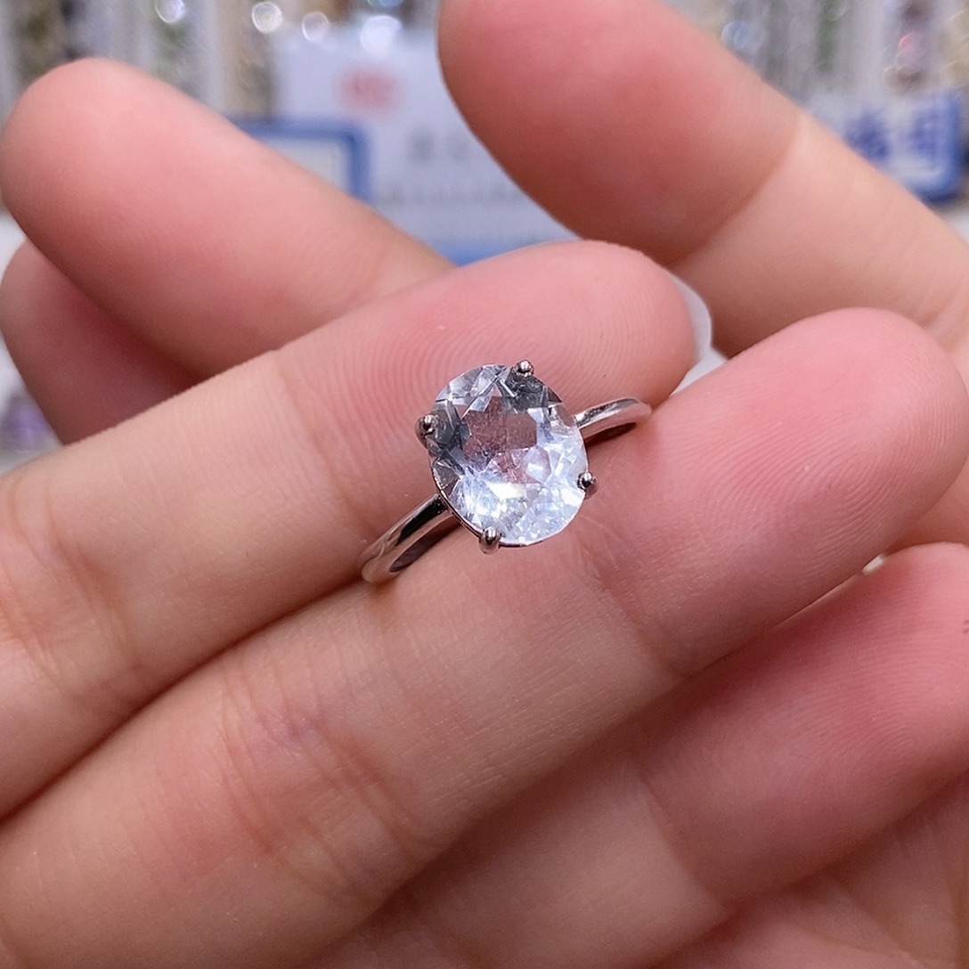 银S925镶嵌戒指水晶