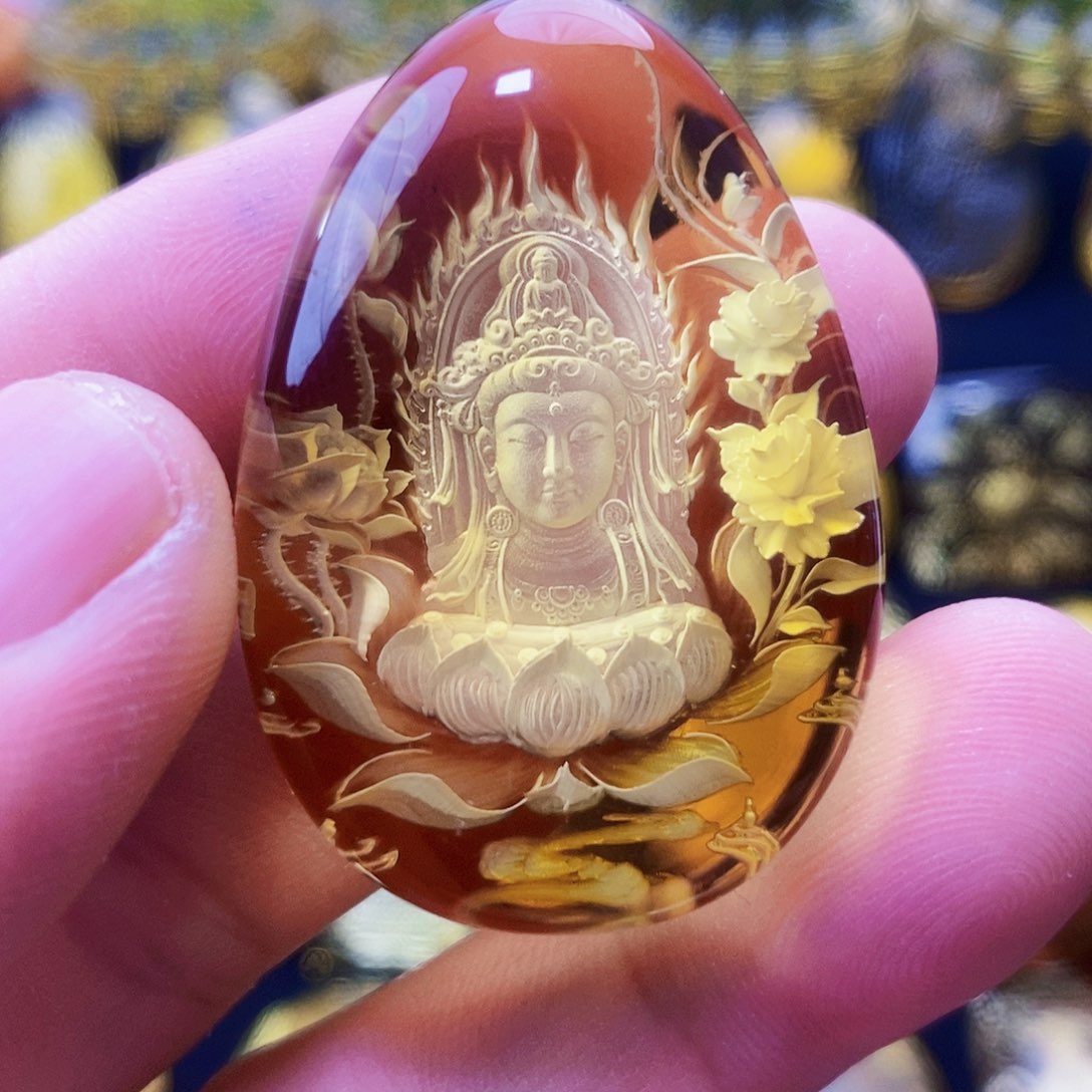 【闪购商品】金珀颈饰未镶嵌琥珀阴雕