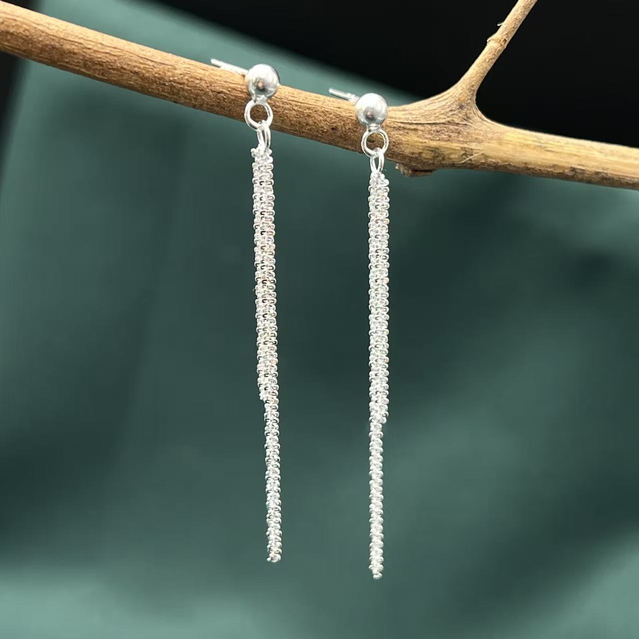 足银耳饰 凯贵银楼 足银银针珠珠流苏气质女神高级感 百搭款 EH18