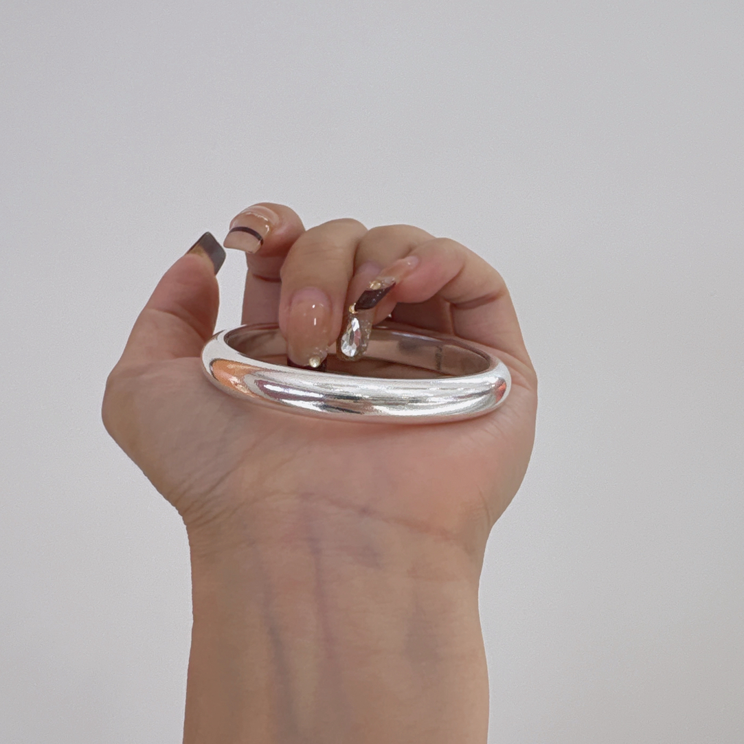 足银手镯 足银999闭口泥鳅背手镯