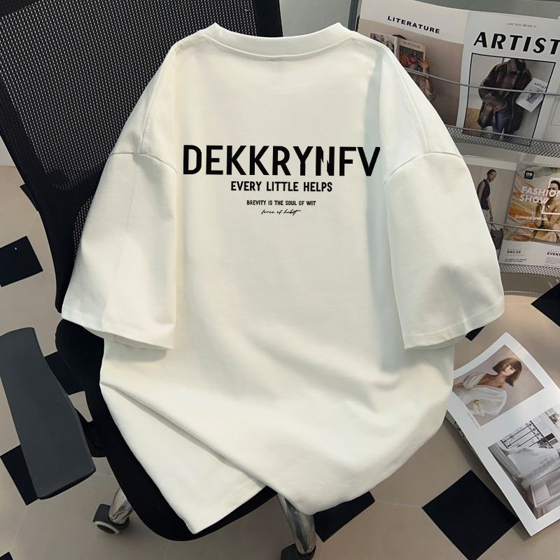 美式重磅纯棉高级字母印花短袖t恤夏季爆款黄色半袖上衣男女