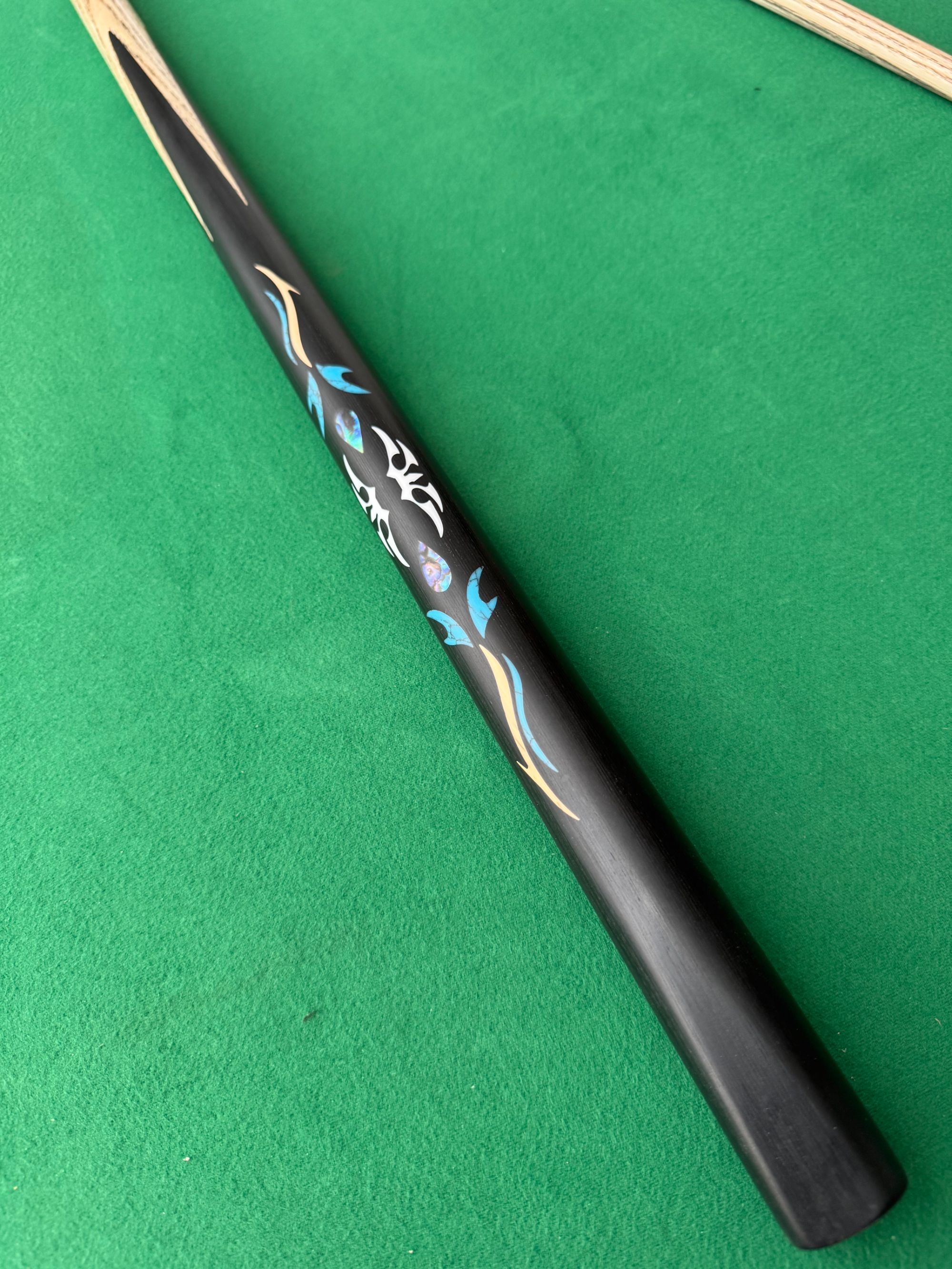 【玄武+乌木插花鲍鱼贝镶嵌】百元小头中式黑八免漆手工台球杆