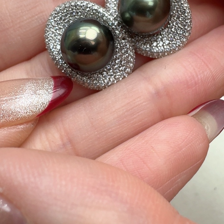 海水珍珠耳饰银S925镶嵌