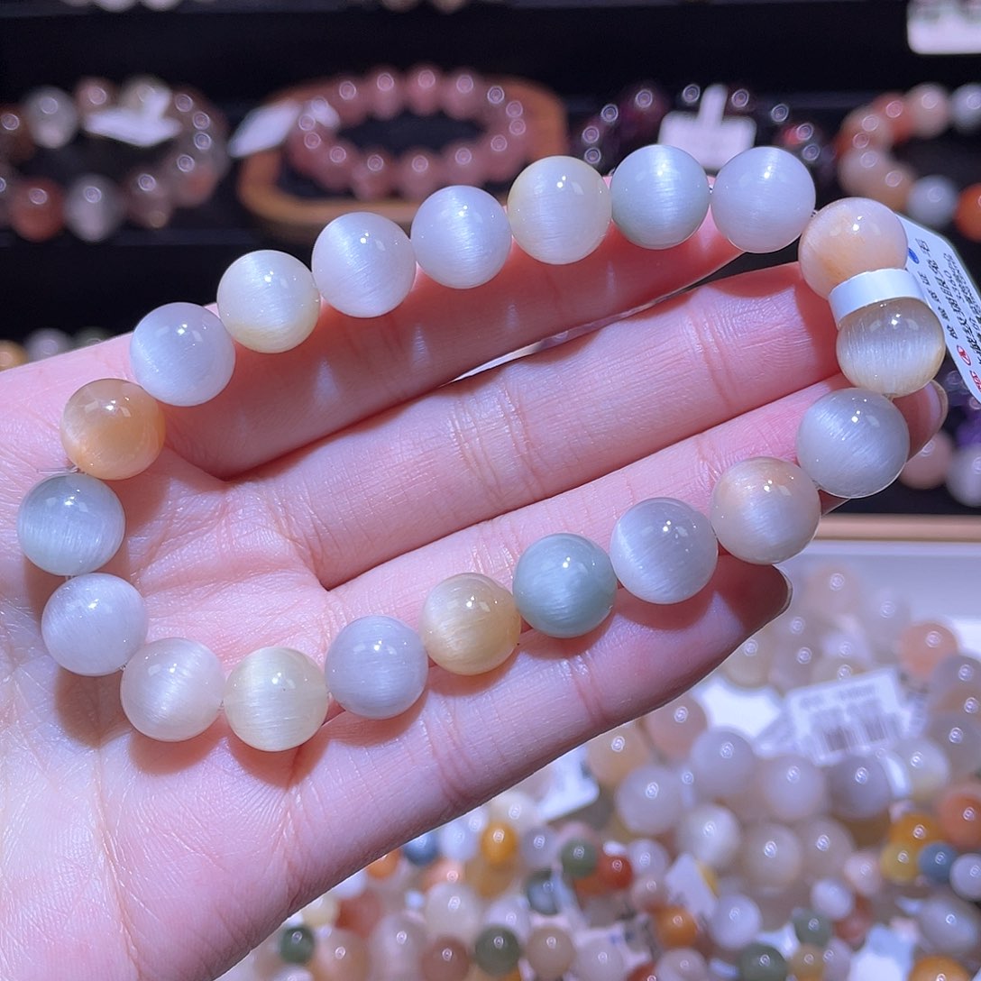 水晶手链未镶嵌兔毛手链，晶体通透10.4