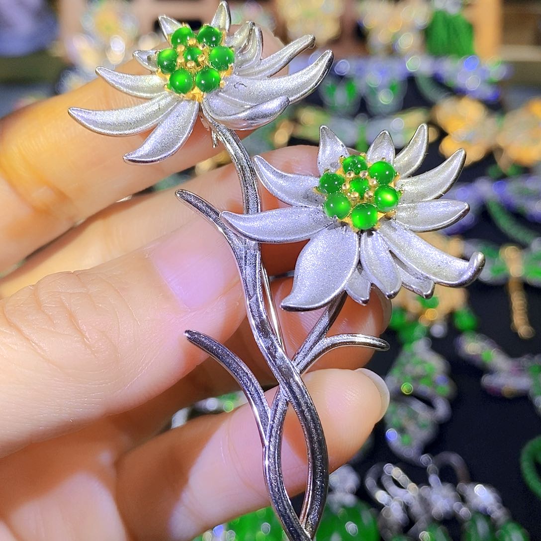 吊坠(不含链)银S925镶嵌翡翠