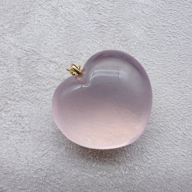 18k金粉水晶大爱心吊坠