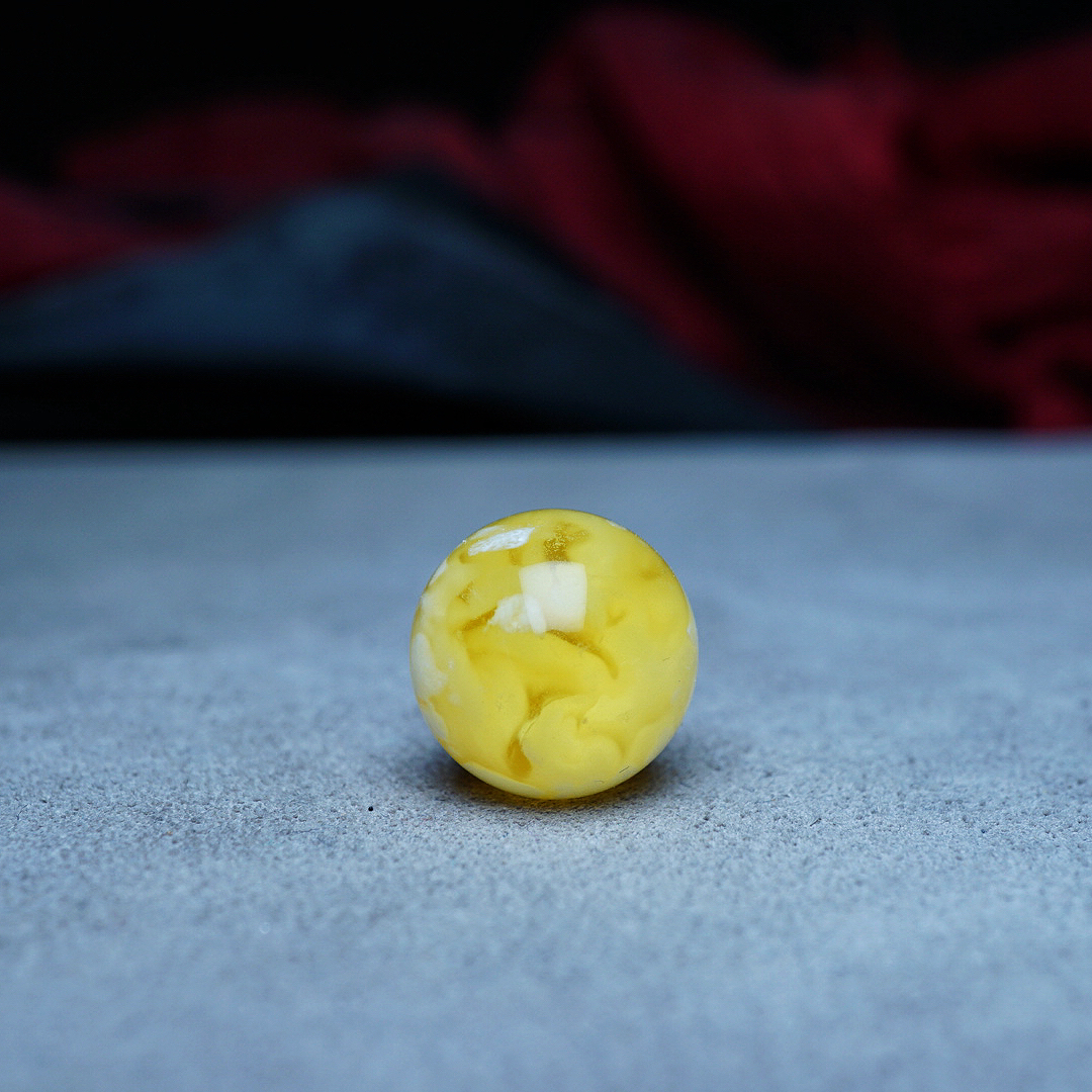 【段掌柜·15.2mm溶洞蛋花妖花金白款】天然蜜蜡圆珠（打孔不予退货）
